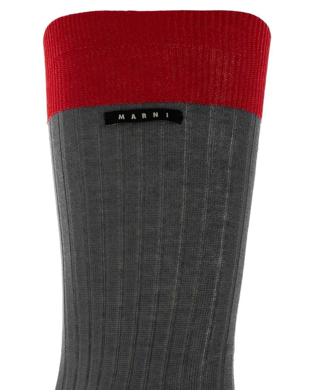 Marni Brown Cotton Socks With Contrasting Cuffs for men