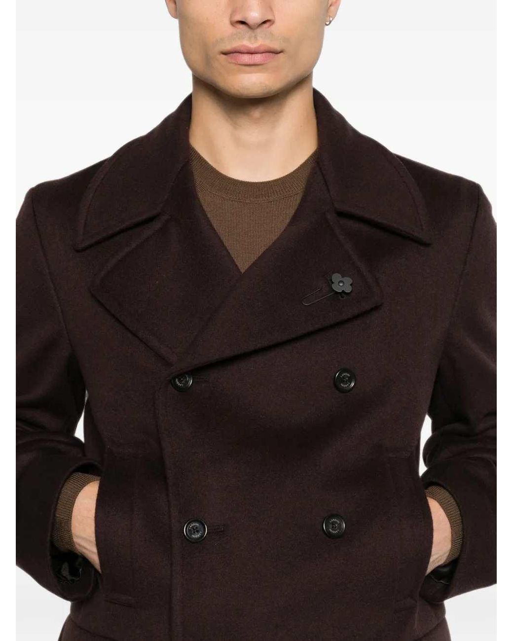 Lardini Brown Double-Breasted Coat for men