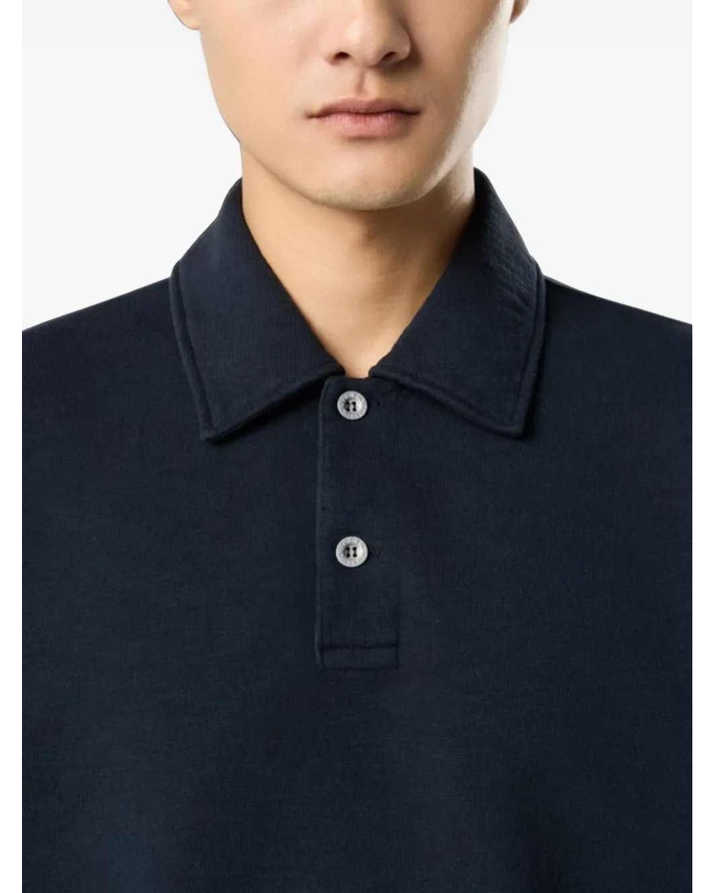 Stone Island Blue Tubular Cotton Fleece Polo Shirt for men