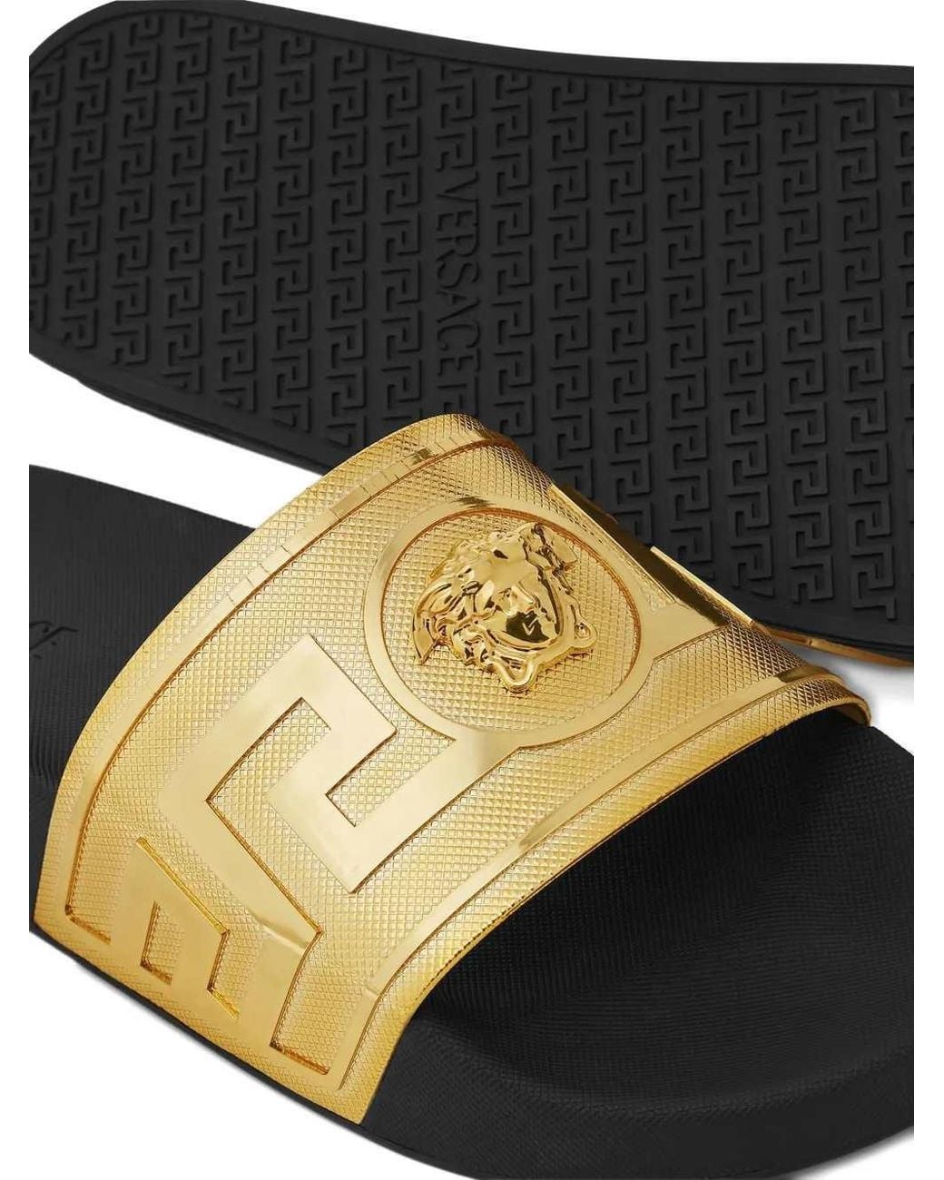 Versace Metallic La Medusa Rubber Slides for men