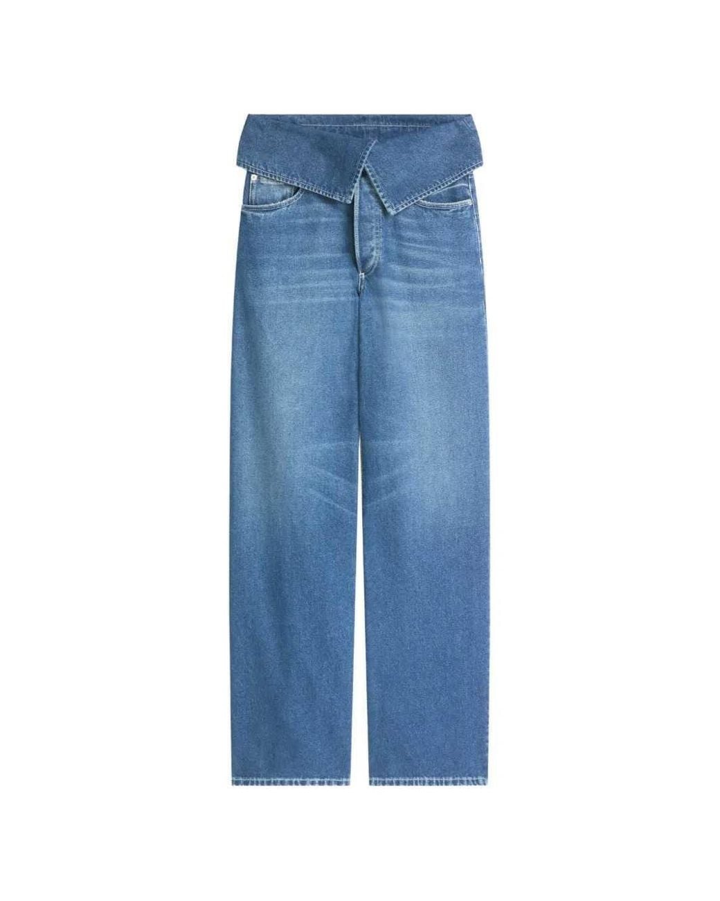 Dries Van Noten Blue Folded-Waist Jeans