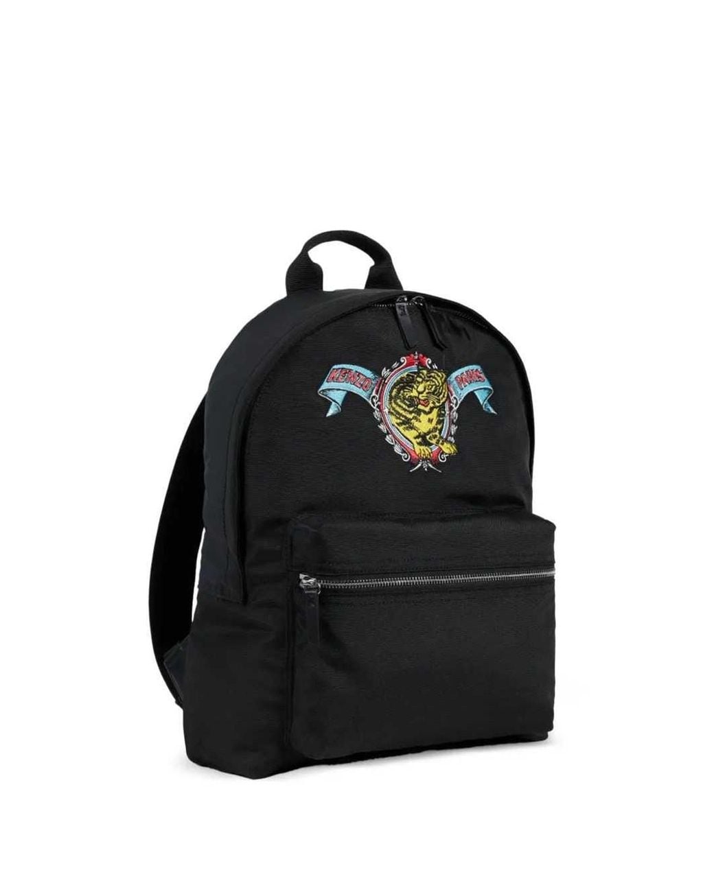 KENZO Black Embroidered Jumping Tiger Backpack for men