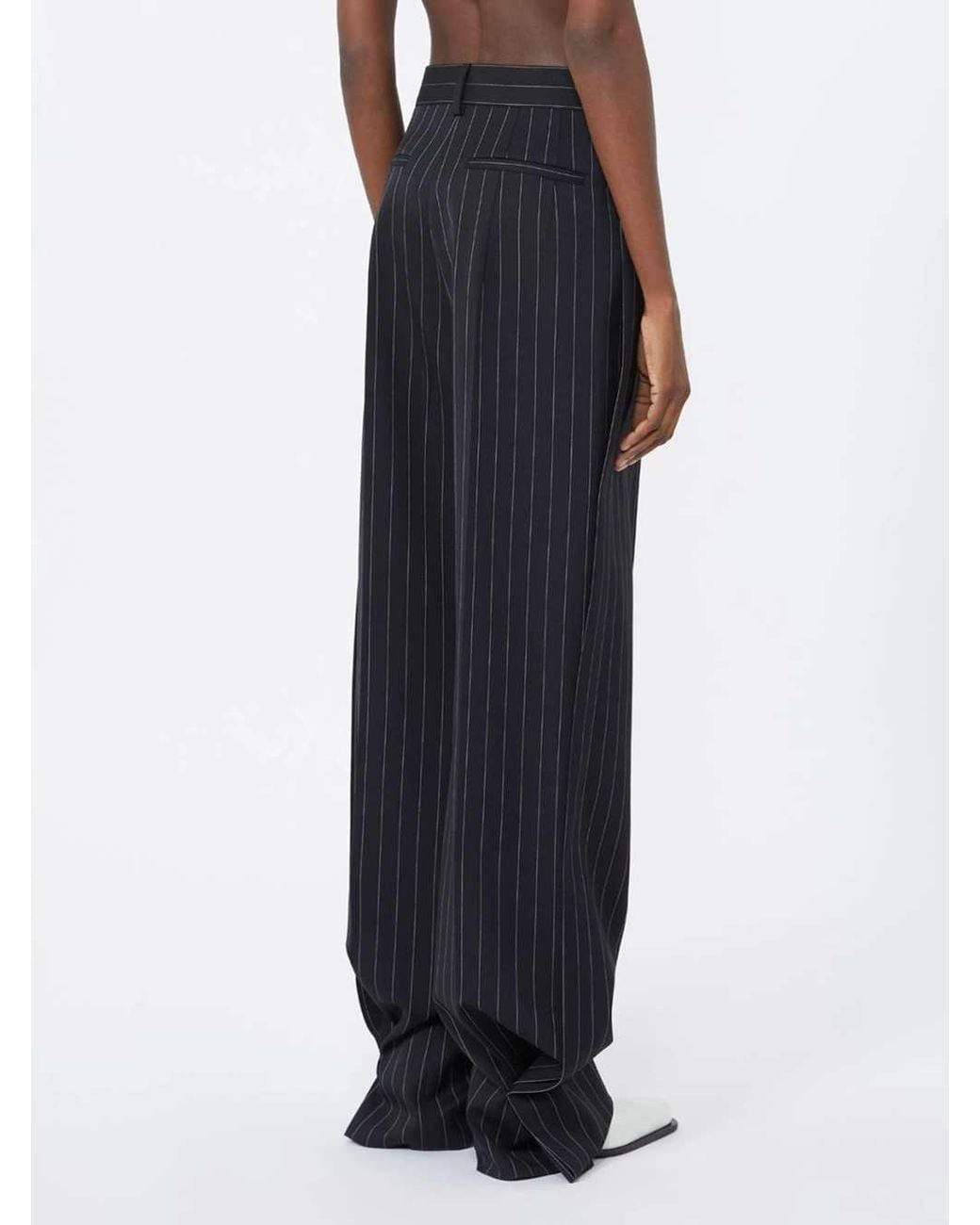 Sportmax Blue Stretch Wool Trousers With Pleats