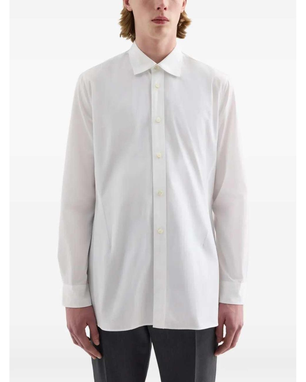 Jil Sander White Cotton Poplin Shirt for men