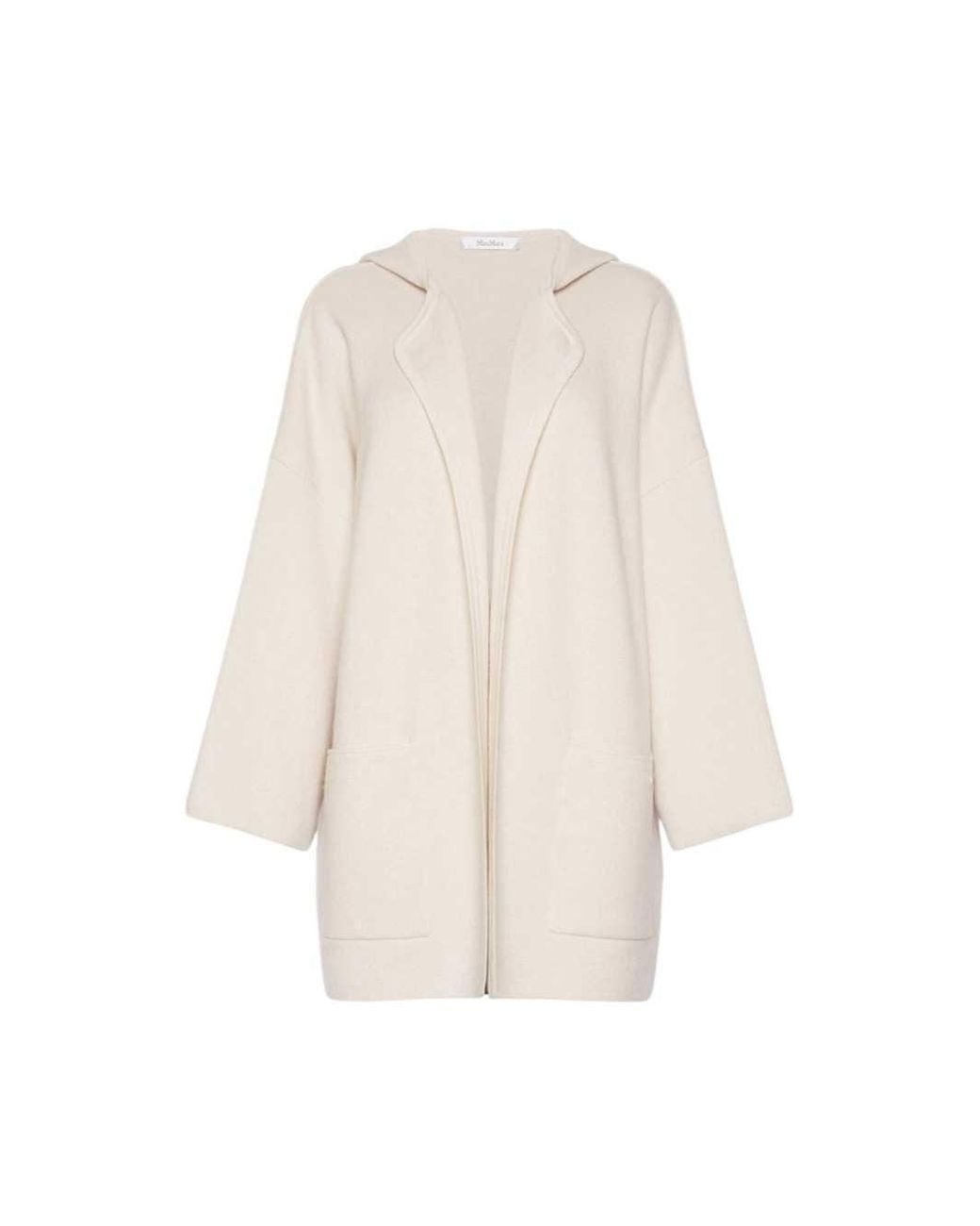 Max Mara White Wool And Cashmere Hooded Cardigan