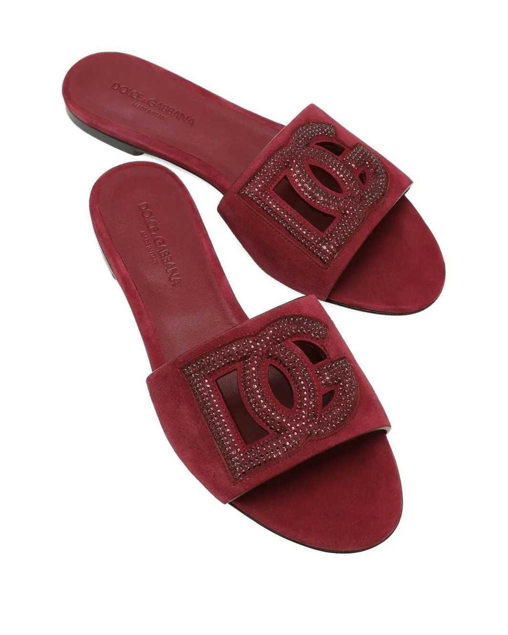 Dolce & Gabbana Red Crystal-Embellished Sandals