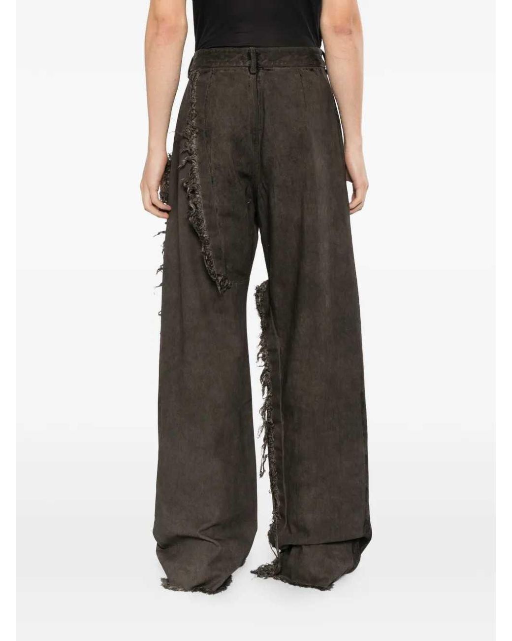 Rick Owens Gray Drkshdw Distressed Wide-Leg Jeans for men