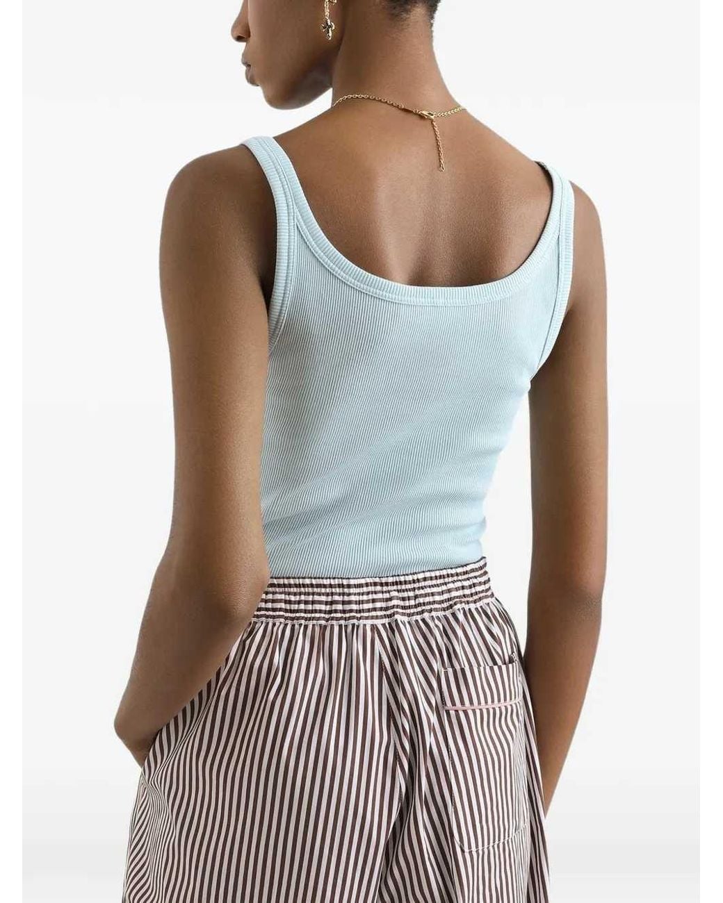 Dolce & Gabbana Blue Ribbed Tank Top