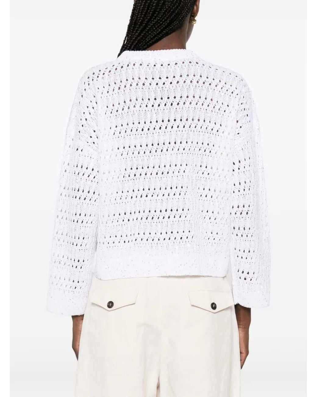 Brunello Cucinelli White Crewneck Sweater