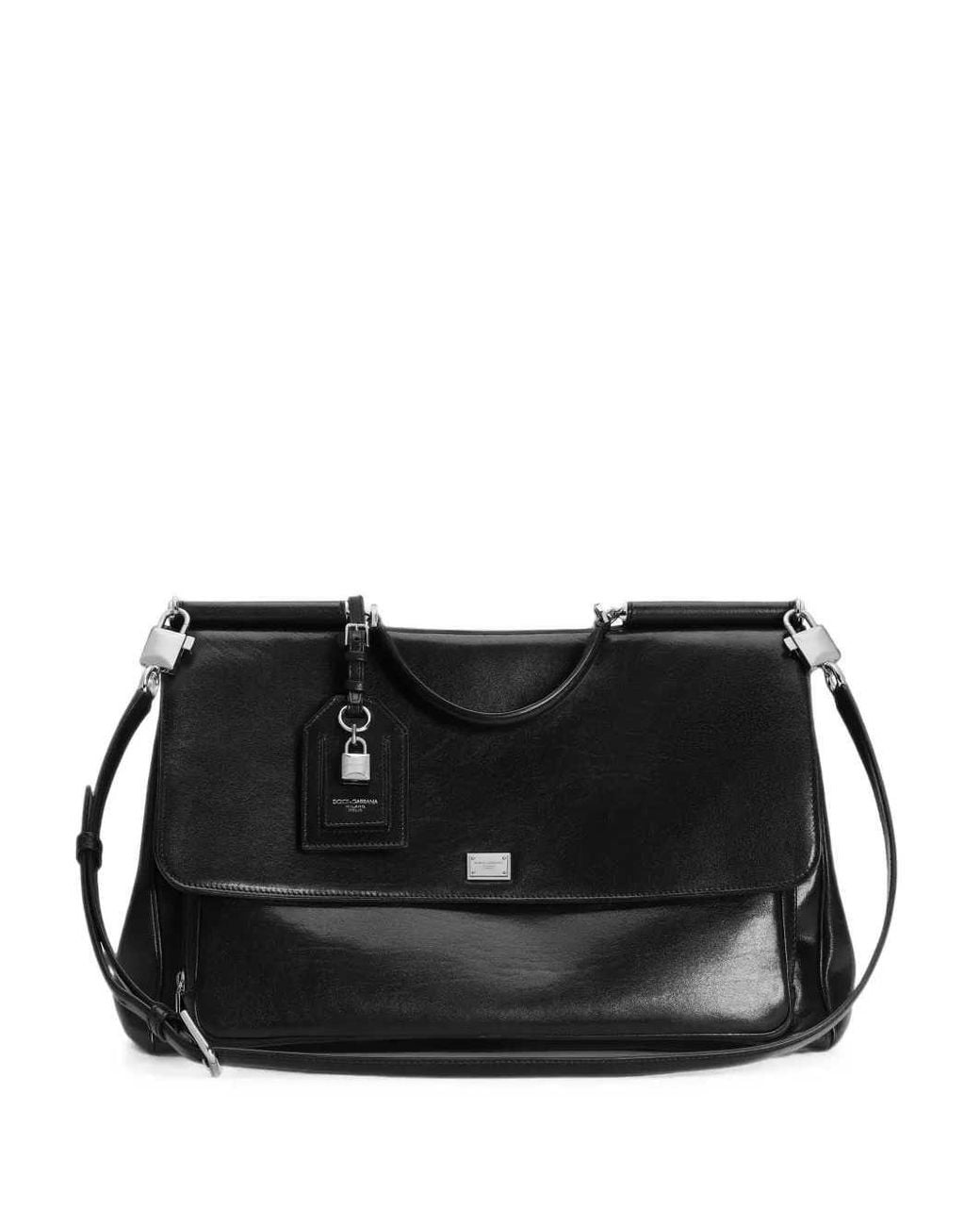 Dolce & Gabbana Black My Sicily Calfskin Handbag for men