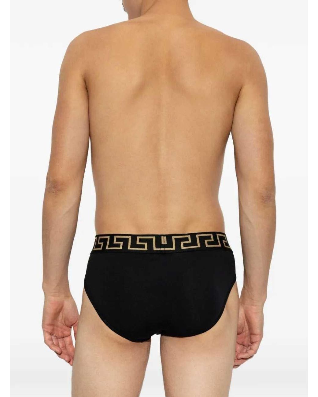 Versace Black Greca Medusa Briefs (Two-Pack) for men