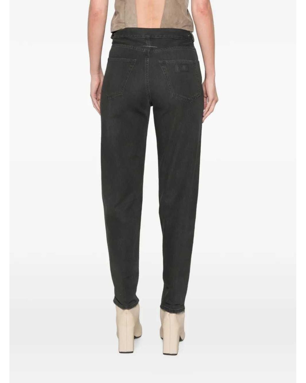 MM6 by Maison Margiela Black Straight-Leg Jeans With Zip