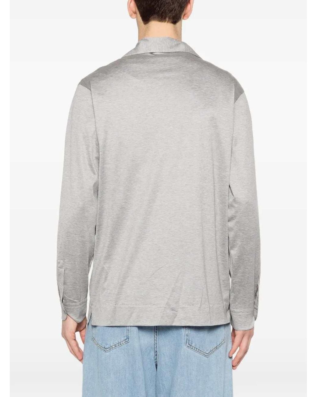 Lardini Gray Long-Sleeved Button-Up Shirt for men