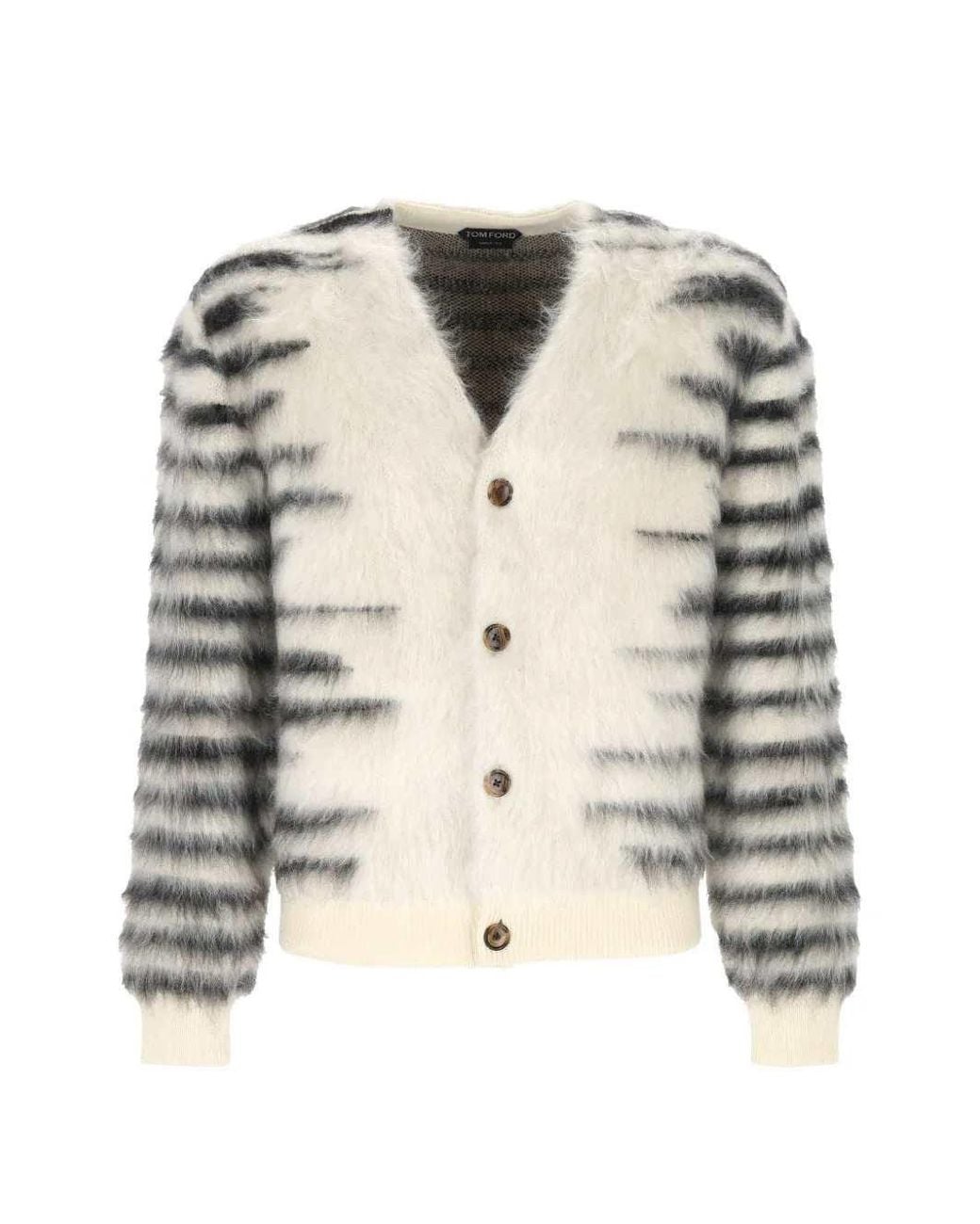 Tom Ford Natural Striped Mohair-Blend Cardigan for men