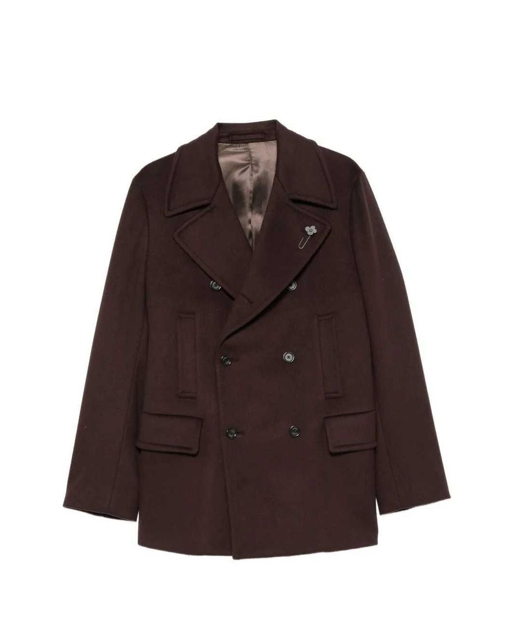 Lardini Brown Double-Breasted Coat for men
