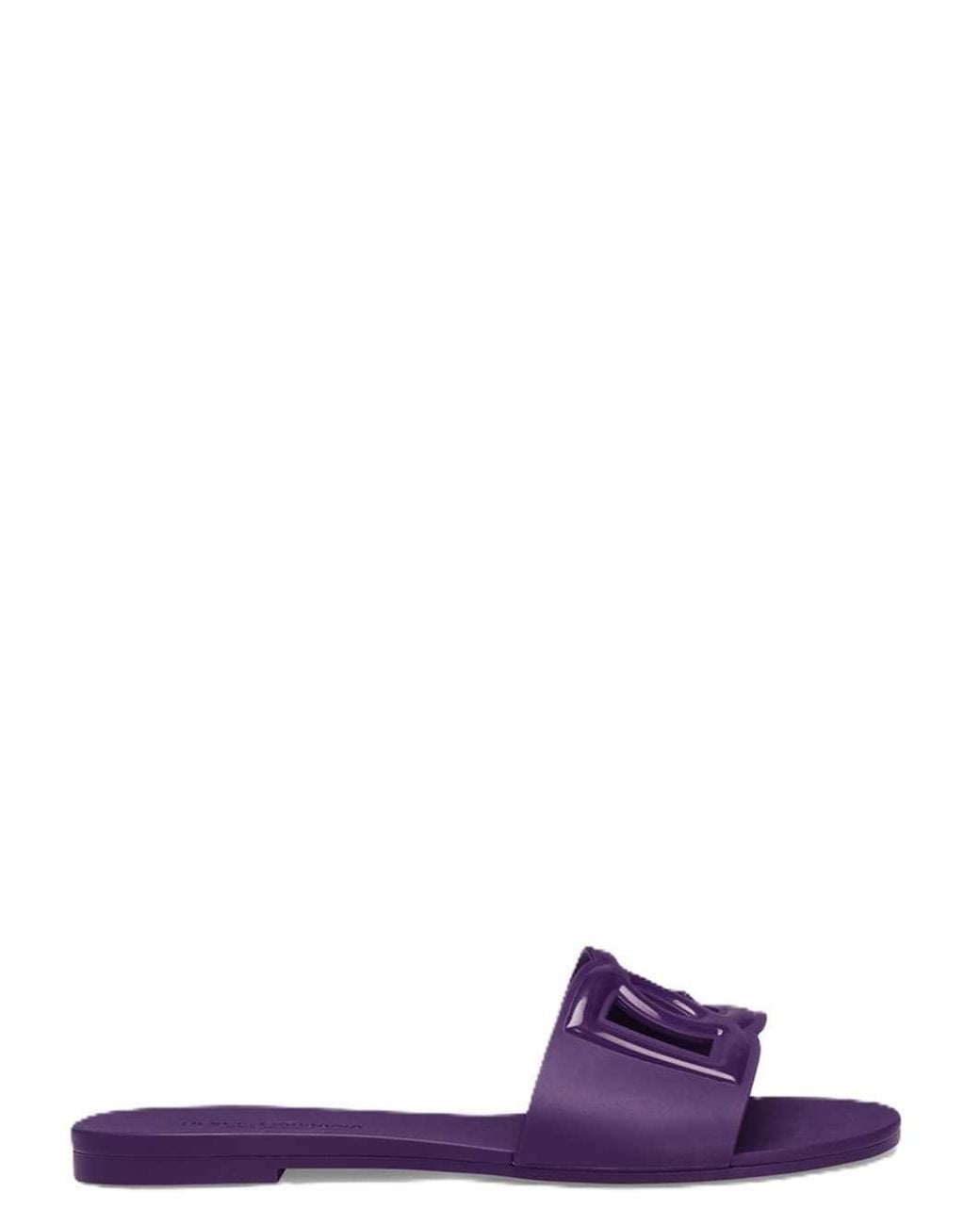 Dolce & Gabbana Purple Slide Sandals With Cut-Out Detail