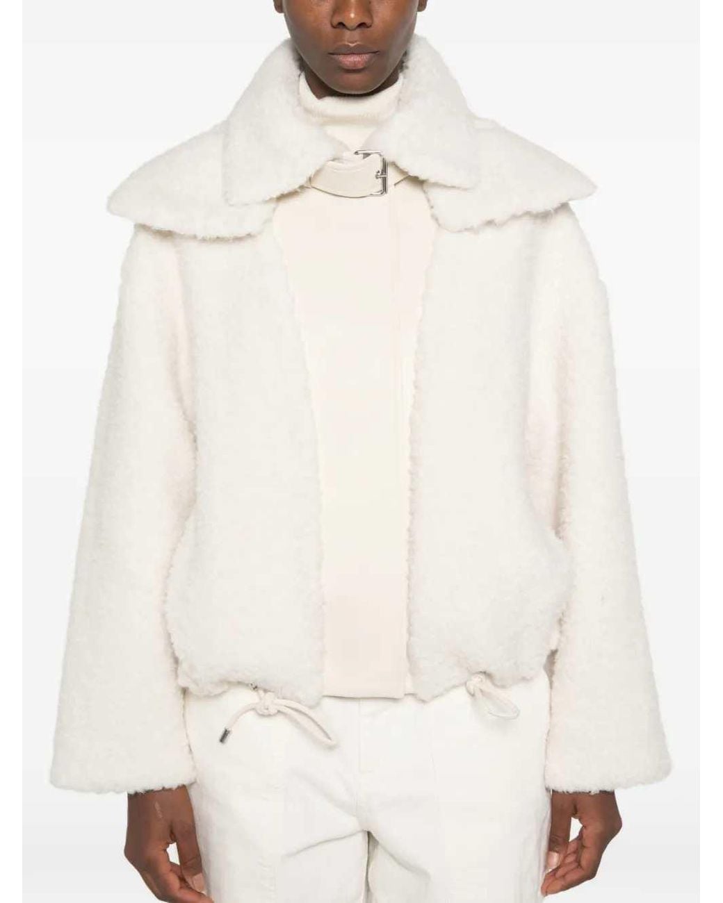 Sportmax White Jacket With Buckled Collar
