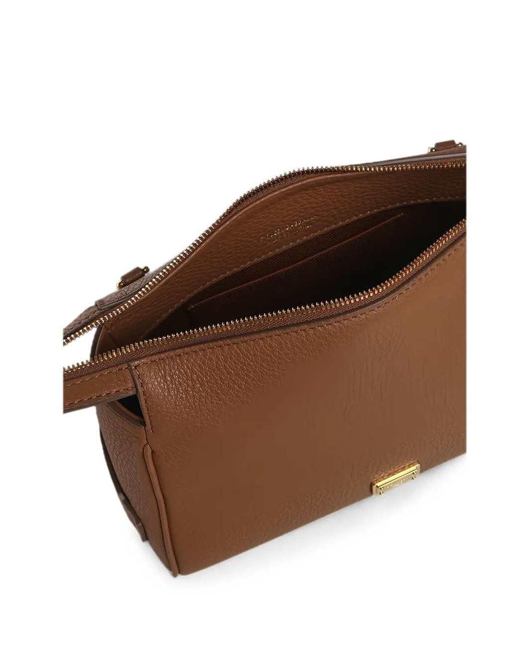 Dolce & Gabbana Brown Dolce & Gabbana Vittoria Leather Tote Bag With Logo Plaque