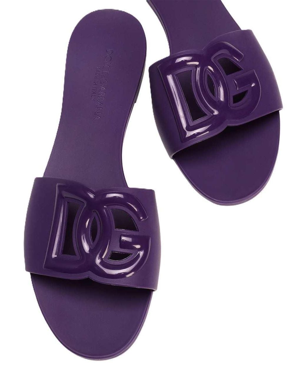 Dolce & Gabbana Purple Slide Sandals With Cut-Out Detail