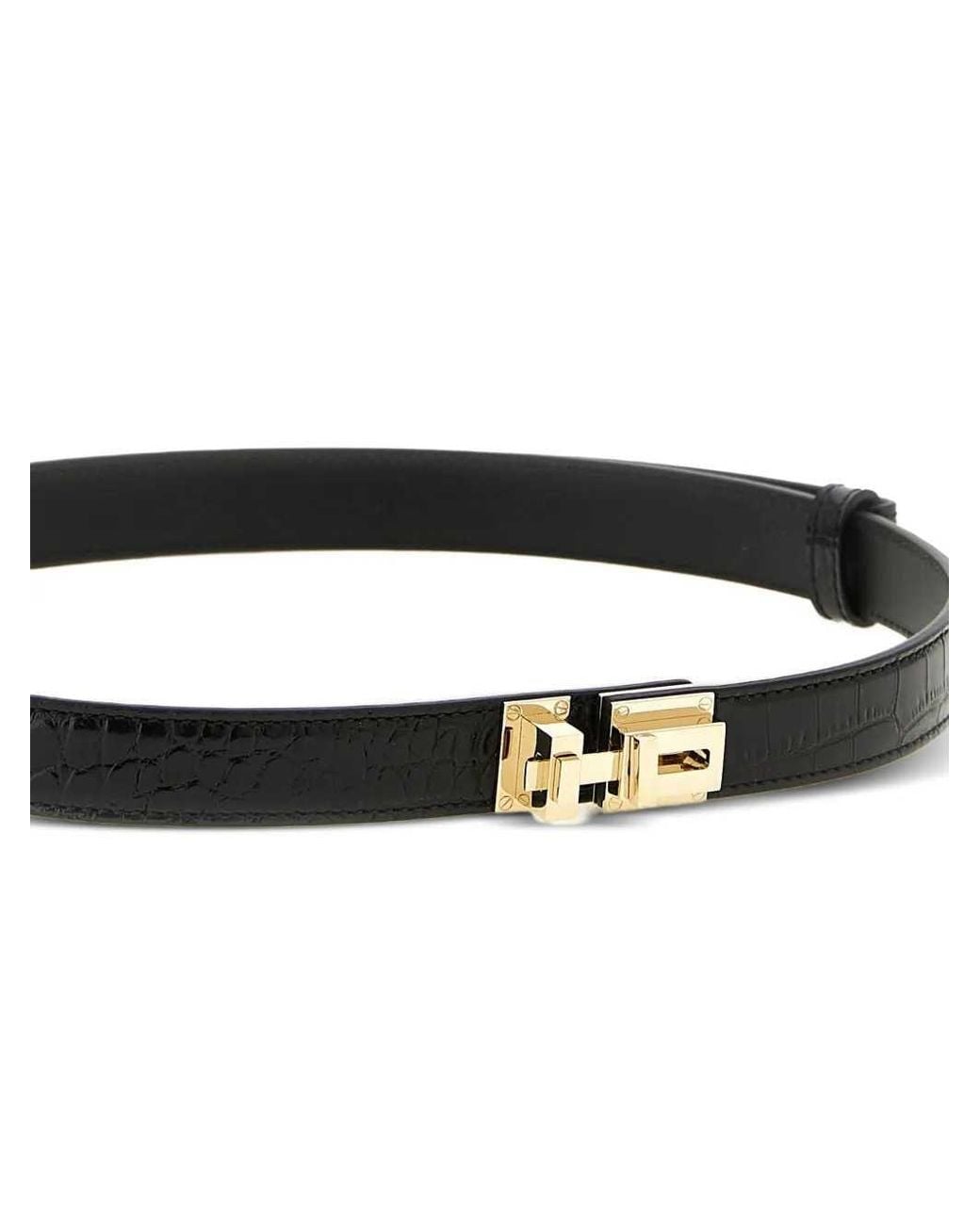 Tom Ford White Crocodile-Effect Belt