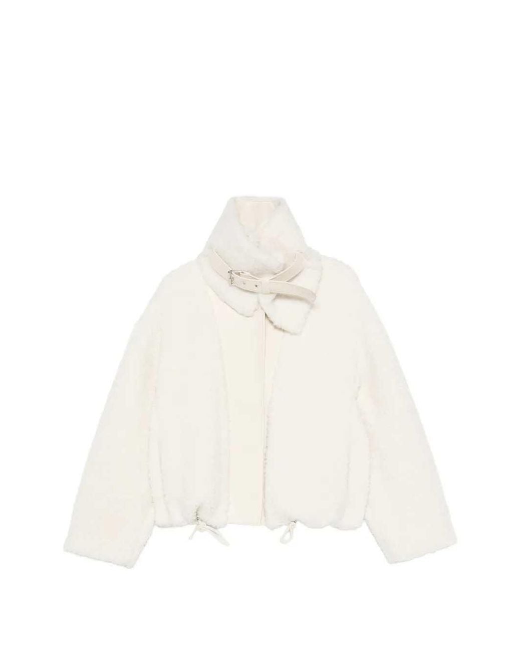Sportmax White Jacket With Buckled Collar