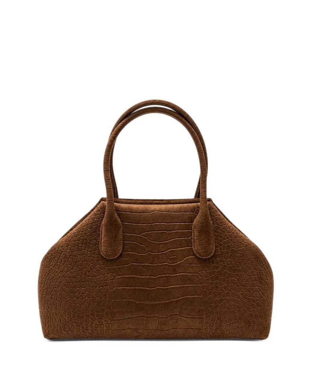 THEMOIRÈ Brown Talia Trunk Medium Tote Bag – Crocodile Effect