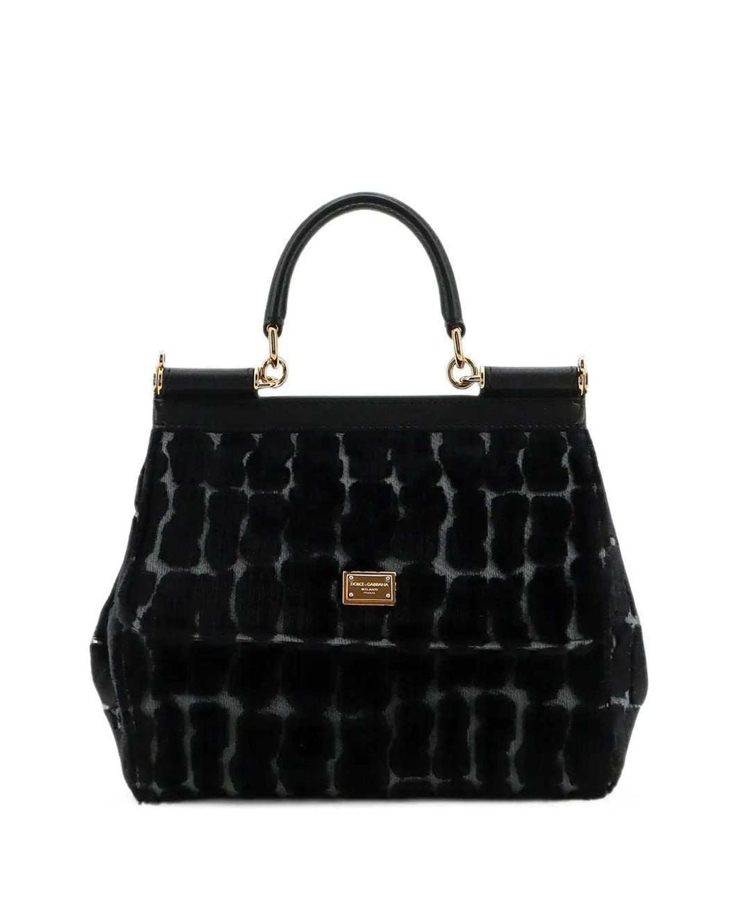 Dolce & Gabbana Black Leopard-Print Sicily Shoulder Bag