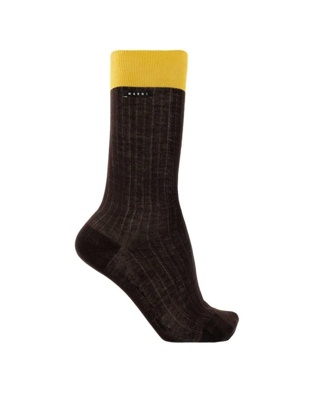 Marni Black Cotton Socks With Contrasting Cuffs for men