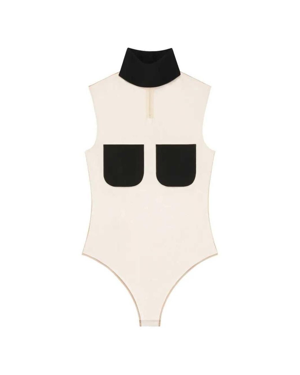 Courreges White Bodysuit With Illusion-Effect Pockets