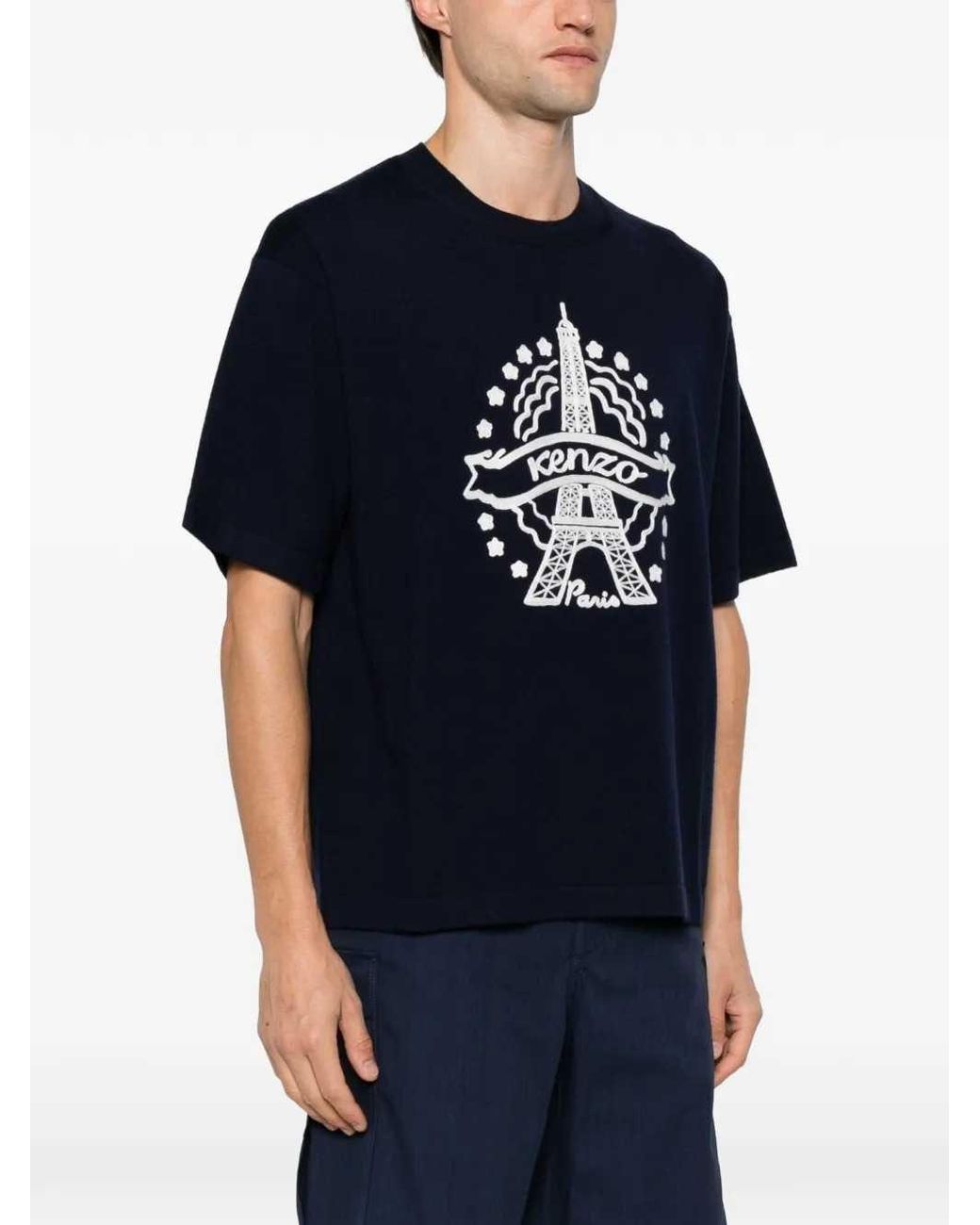 KENZO Blue Eiffel Tower T-Shirt for men