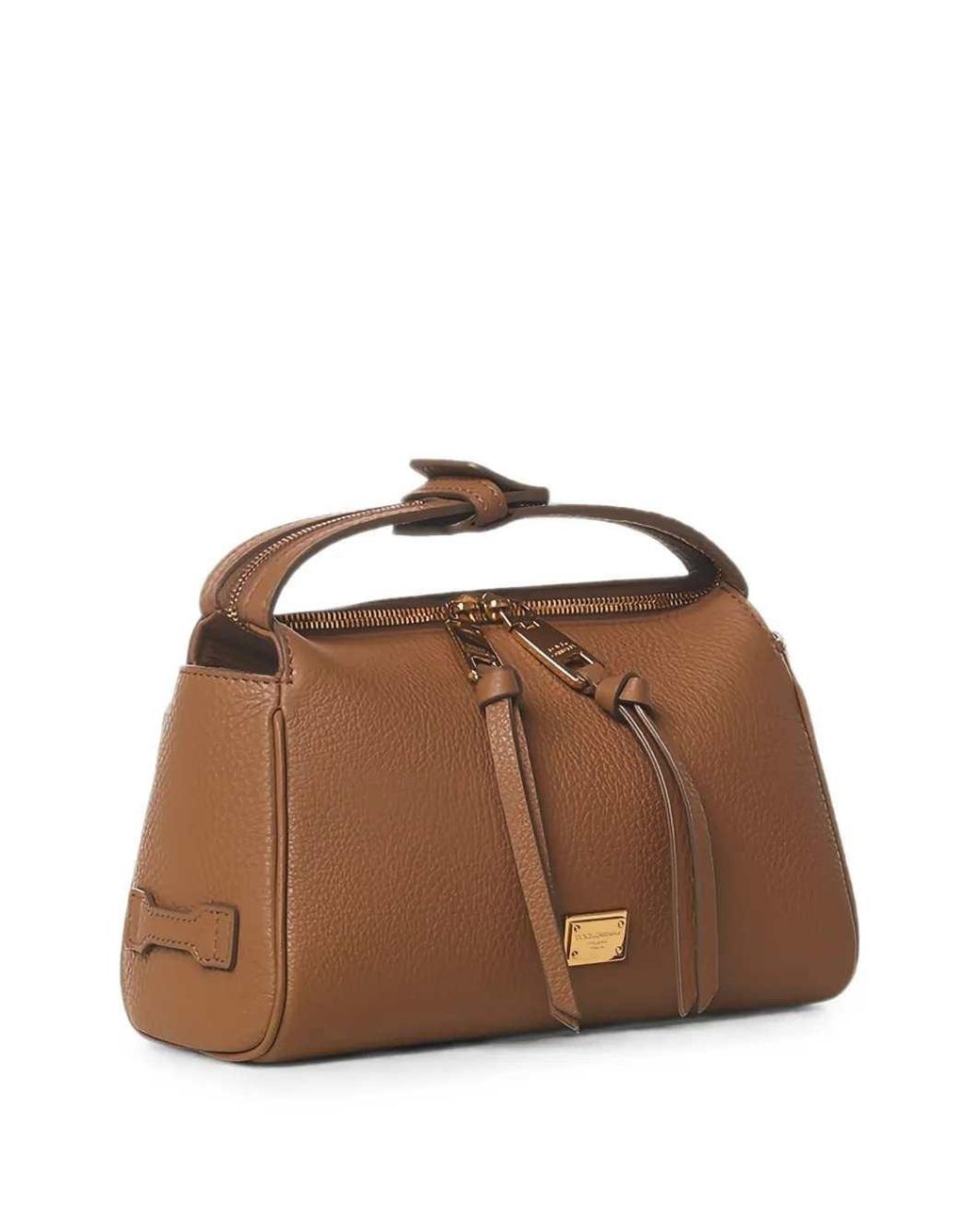 Dolce & Gabbana Brown Dolce & Gabbana Vittoria Leather Tote Bag With Logo Plaque