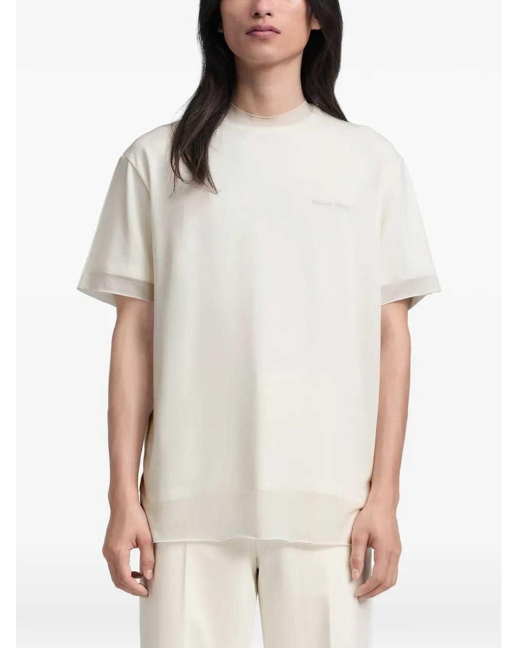 Maison Margiela White Logo-Print Short-Sleeve T-Shirt for men
