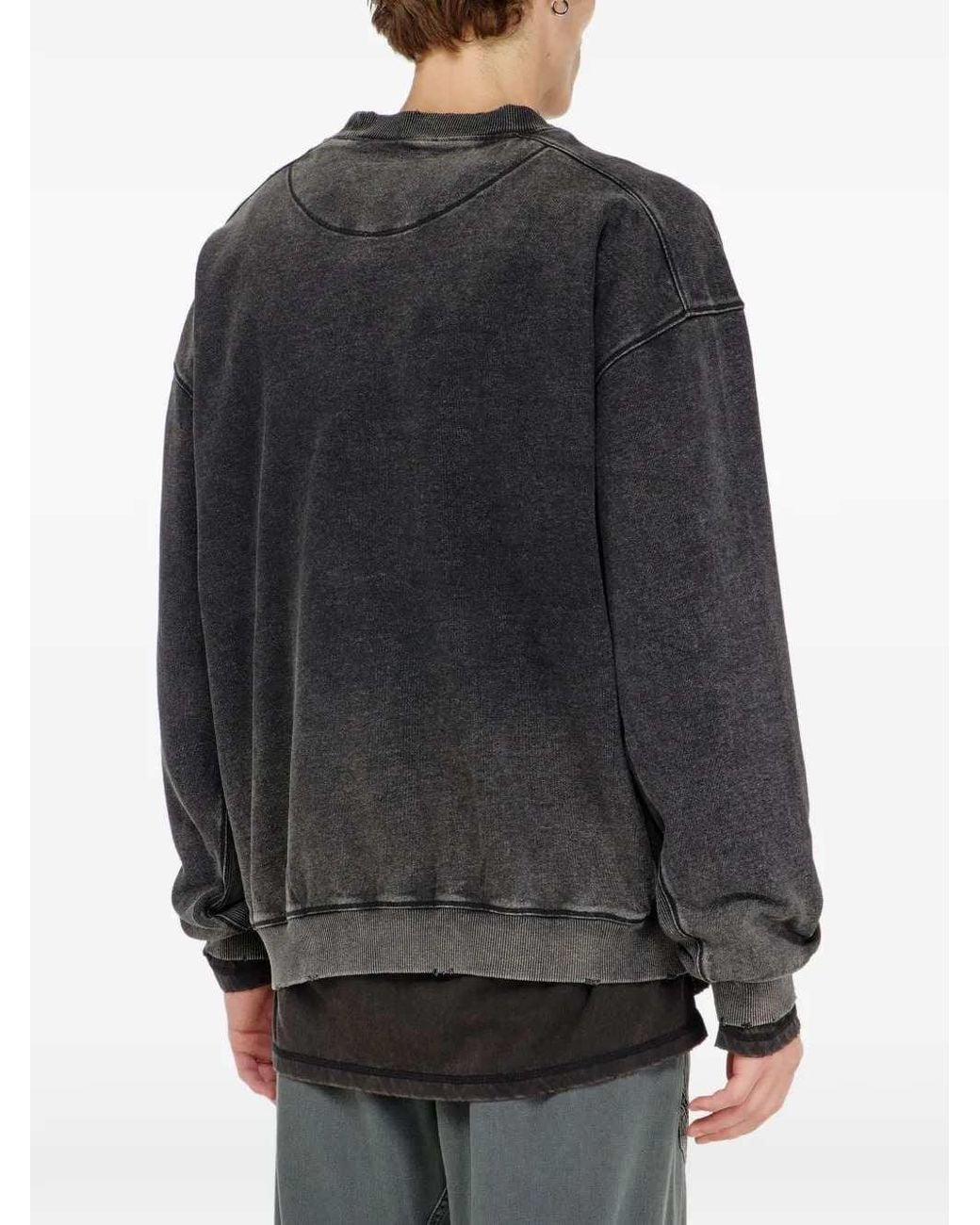 DIESEL Black Faded-Effect Cotton Sweatshirt for men