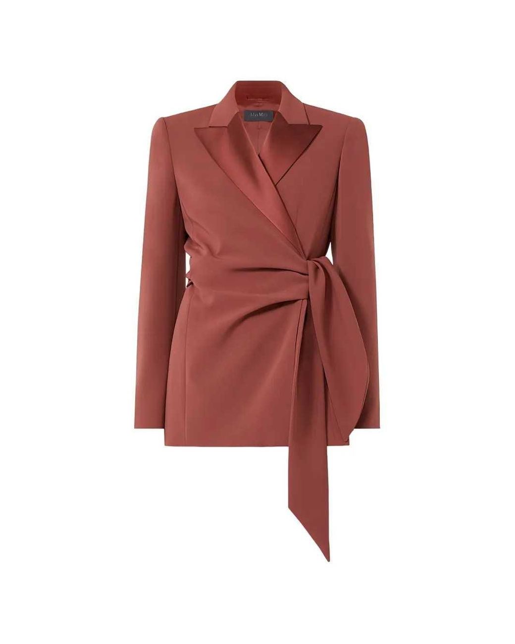 Max Mara Red Belted Blazer With Satin Lapels