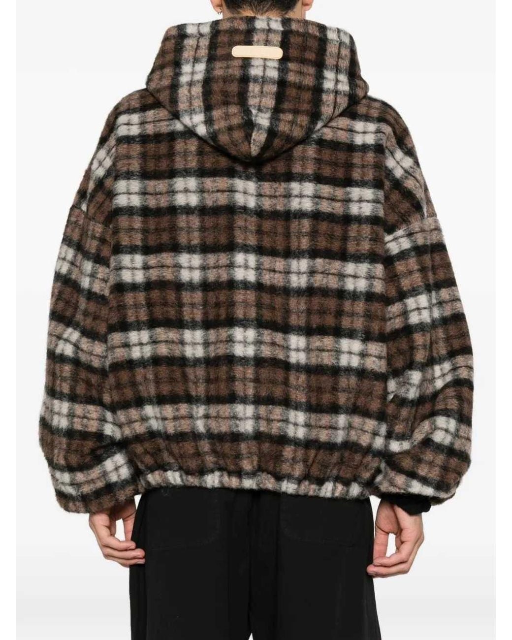 PDF Black Checked Zip-Up Hoodie for men