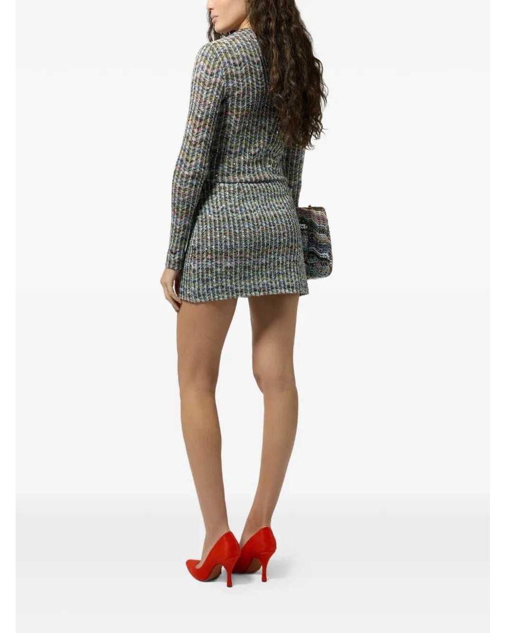 Missoni Gray Sequin Chevron Miniskirt