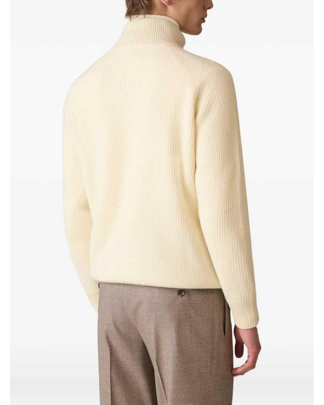 Lardini Natural Ribbed Zip-Up Cardigan for men