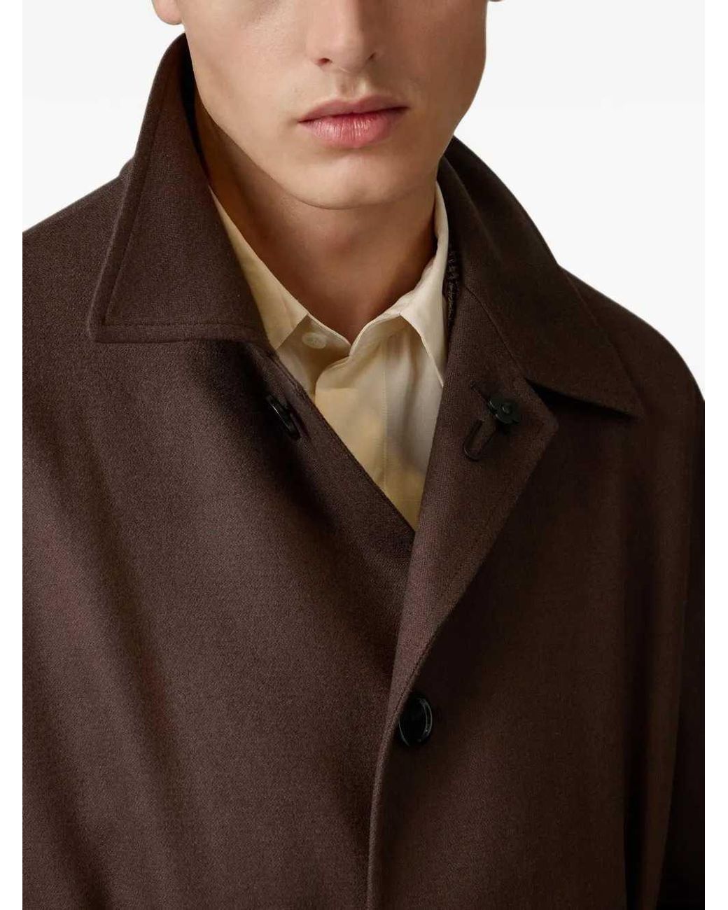 Lardini Brown Single-Breasted Wool Trench Coat for men