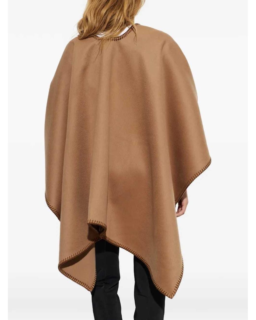 Max Mara Brown Wool Poncho With Belt 'Colomba'