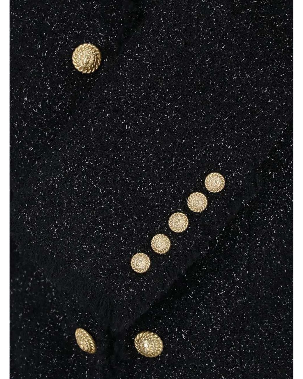 Balmain Blue Tweed Jacket With Lion-Head Buttons