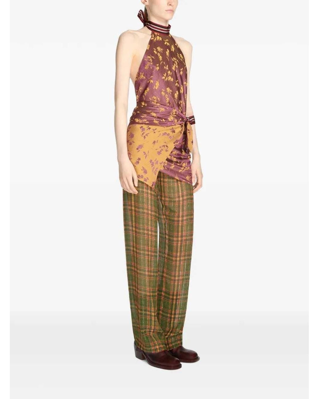 Dries Van Noten Pink Jacquard Wrap-Style Top
