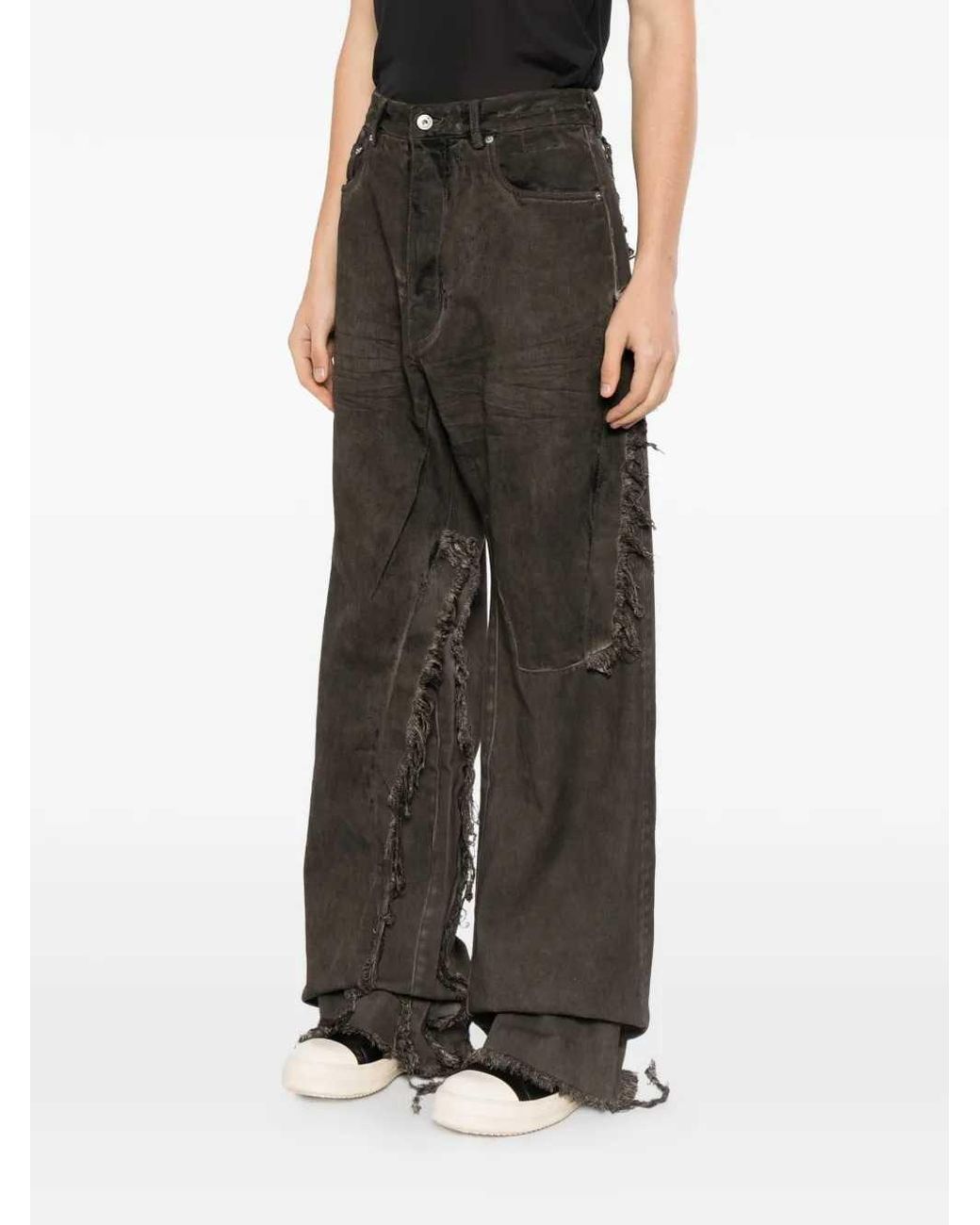 Rick Owens Gray Drkshdw Distressed Wide-Leg Jeans for men