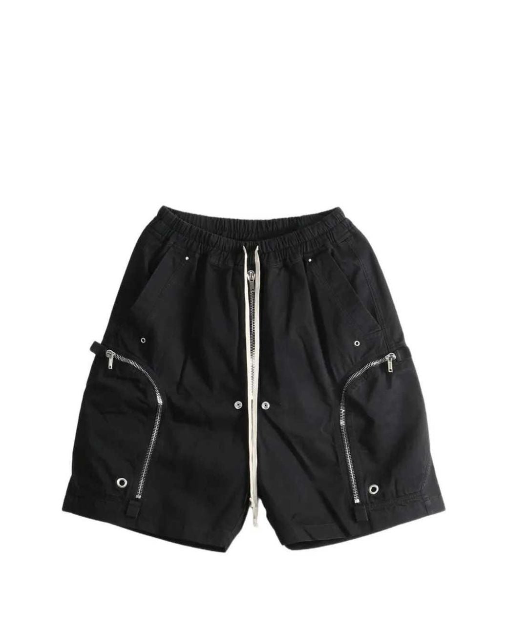 Rick Owens Black Drkshdw Bauhaus Shorts With Drawstring And Multiple Pockets for men