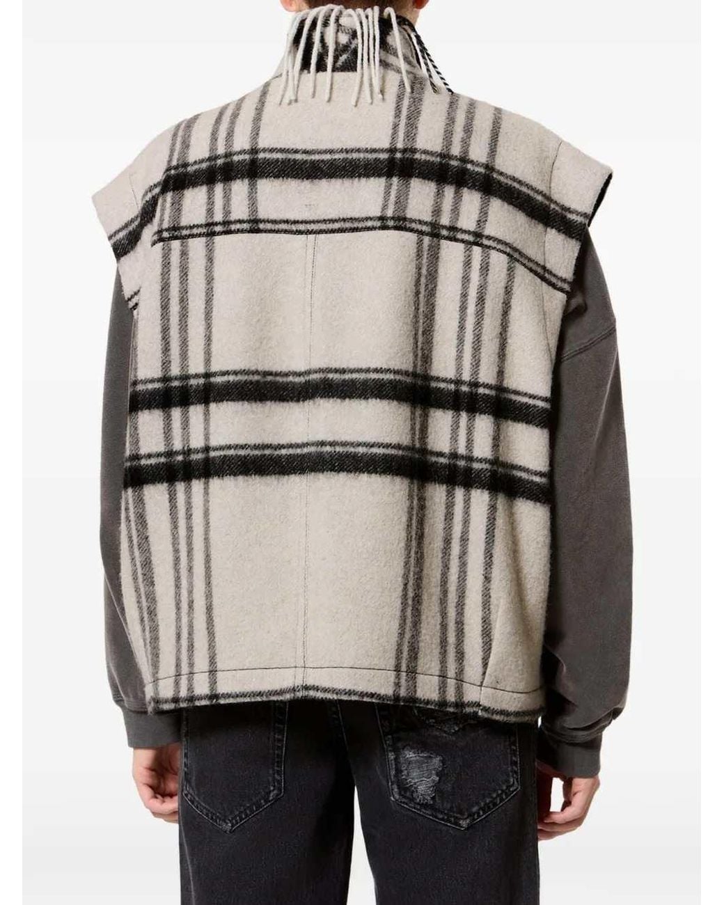 Isabel Marant Gray Fringed Check Vest