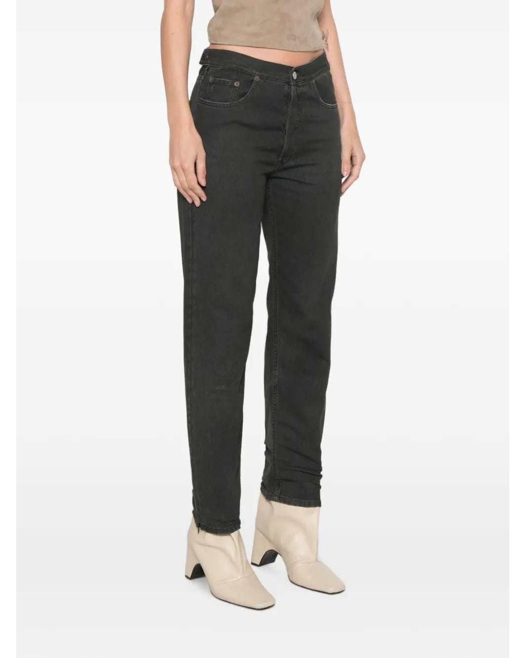 MM6 by Maison Margiela Black Straight-Leg Jeans With Zip