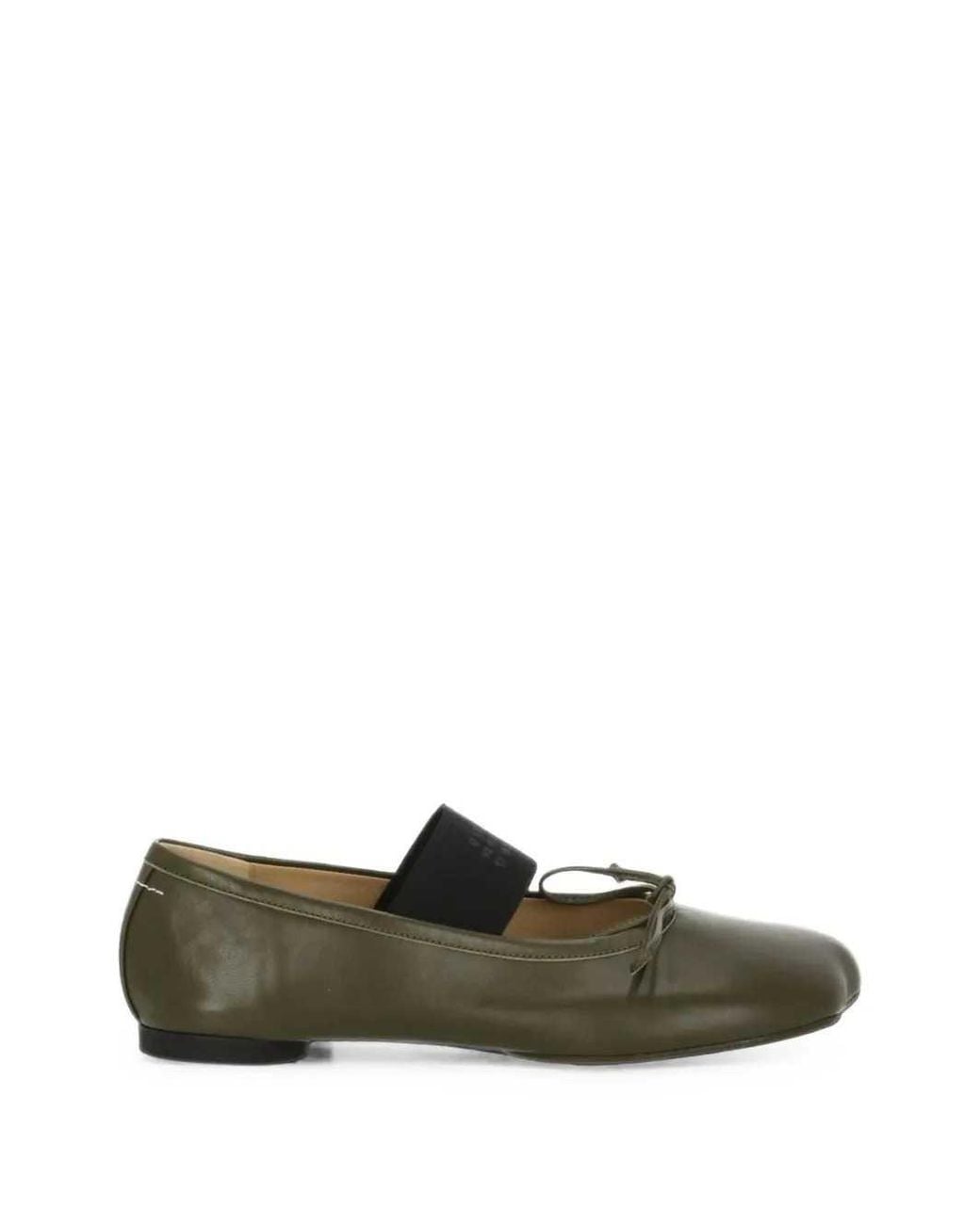 MM6 by Maison Margiela Green Anatomic Ballet Flats With Numeric Logo