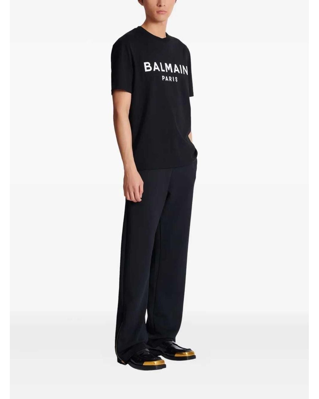 Balmain Black Logo-Print T-Shirt for men