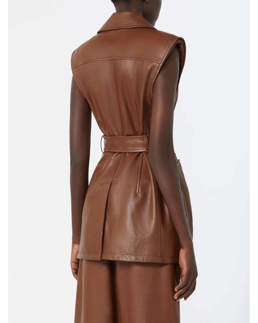 Sportmax Brown Belted Sleeveless Jacket
