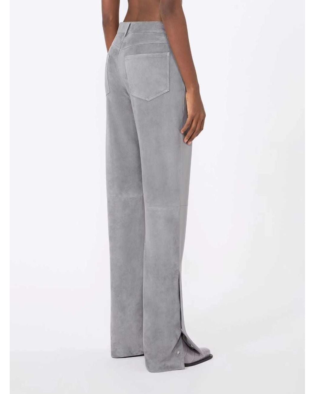 Sportmax Gray 5-Pocket Leather And Suede Trousers – Medium