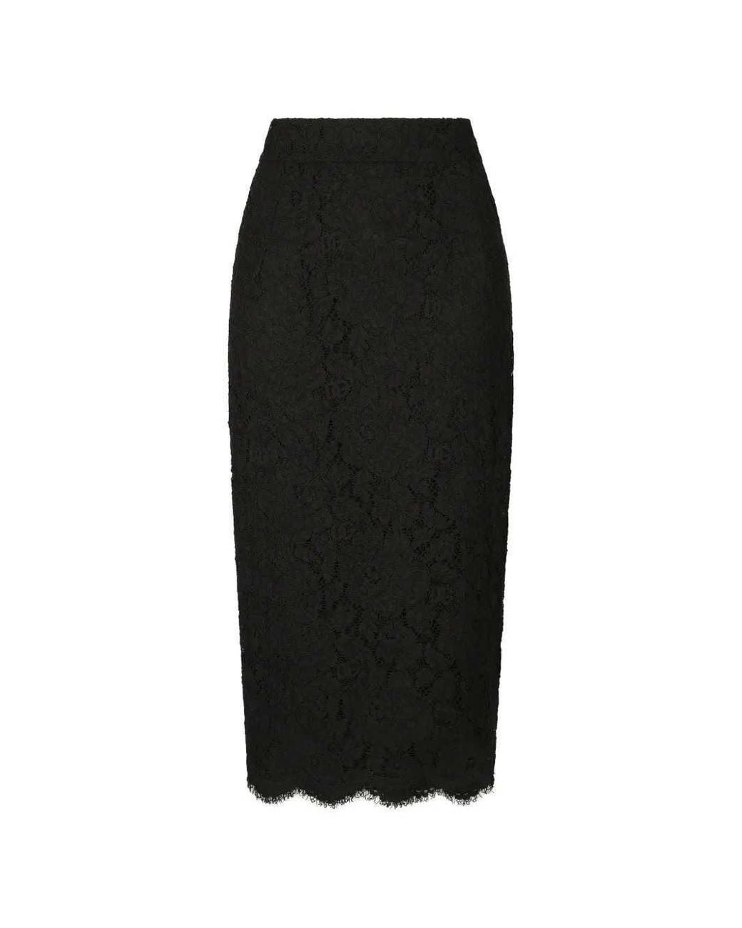 Dolce & Gabbana Black Dna Midi Skirt With Scalloped Hem